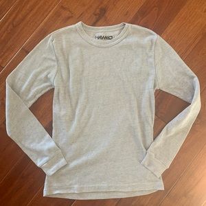 TONY HAWK Boys T-Shirt - Grey Thermal Waffle Knit Long Sleeve Shirt NEW Size 14
